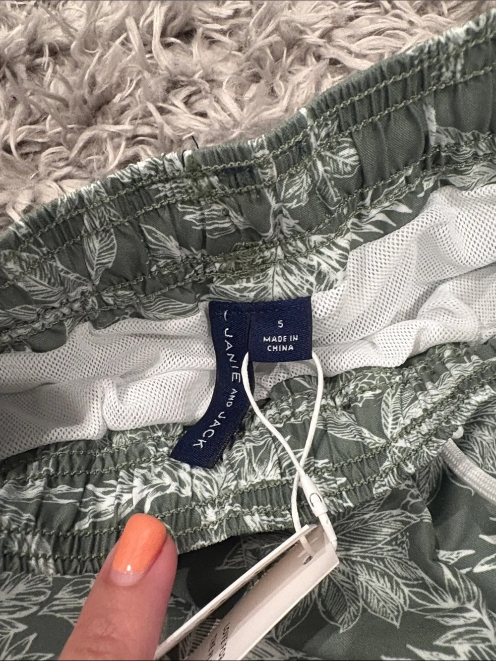 BNWT Janie and Jack Boy’s Green Tropical Print Swim Shorts Size 5